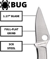 Spyderco Bug Non-Locking Knife with 1.27" 3CR Steel Blade and Durable Stainless Steel Handle - PlainEdge - C133P