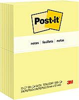 Post-it Notes, 3 in x 5 in, 12 Sticky Notes Pads, 100 Sheets per Pad, Canary Yellow, The Original Post-it Note