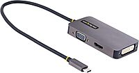 StarTech.com USB C Video Adapter, USB C to HDMI DVI VGA Adapter, Up to 4K 60Hz, Aluminum, Multiport Video Display Adapter