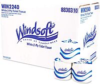 Windsoft WIN2240B 2-Ply Septic Safe Individually Wrapped Rolls Bath Tissue - White (96 Rolls/Carton)