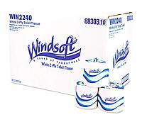 Windsoft WIN2240B 2-Ply Septic Safe Individually Wrapped Rolls Bath Tissue - White (96 Rolls/Carton)