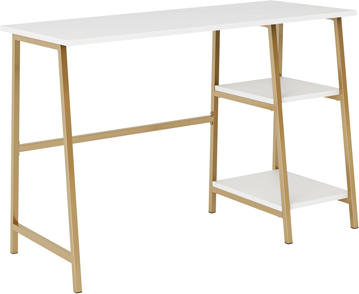 Sauder North Avenue 42inW Modern Desk with Open Shelves, White Finish