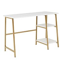 Sauder North Avenue 42inW Modern Desk with Open Shelves, White Finish