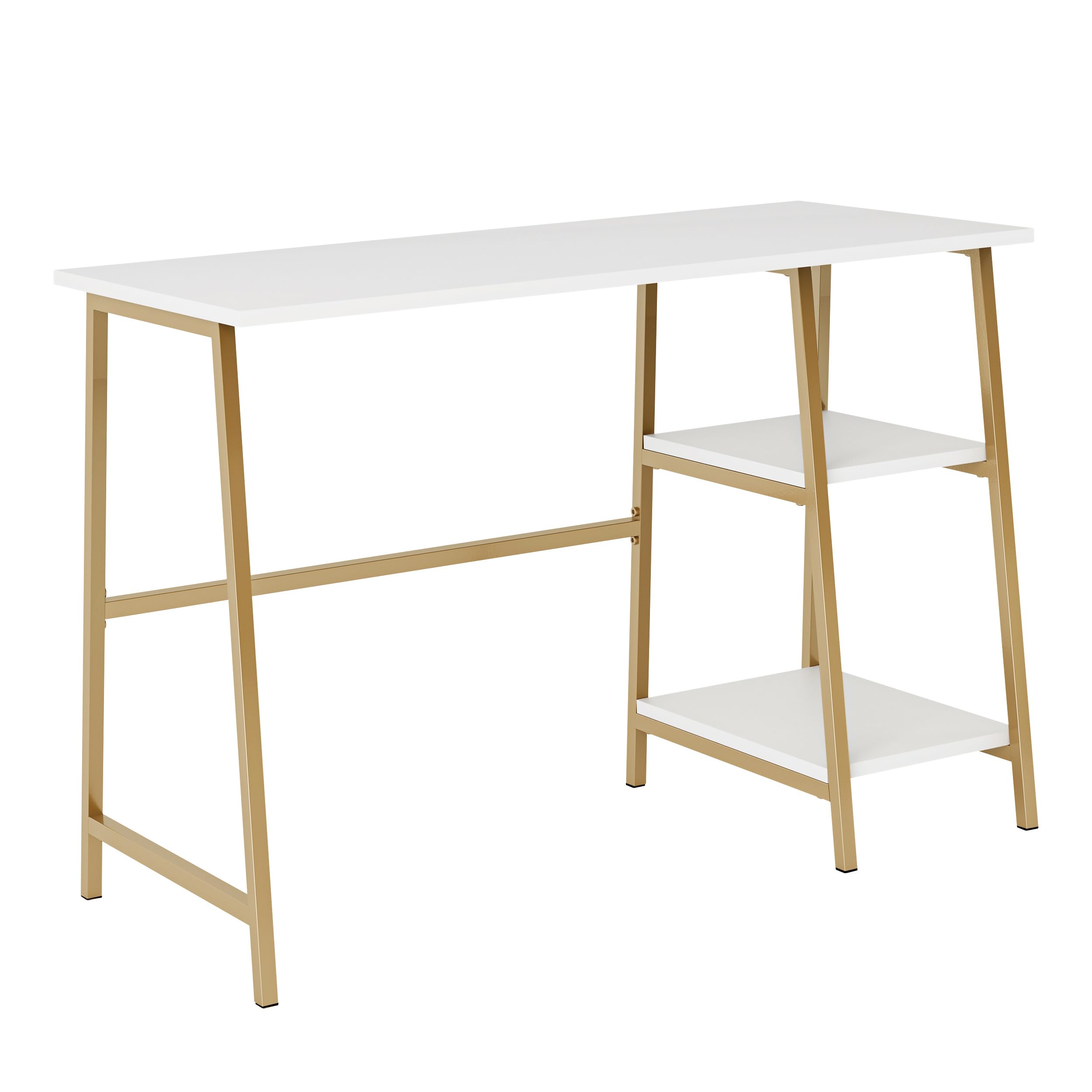 Sauder North Avenue 42inW Modern Desk with Open Shelves, White Finish
