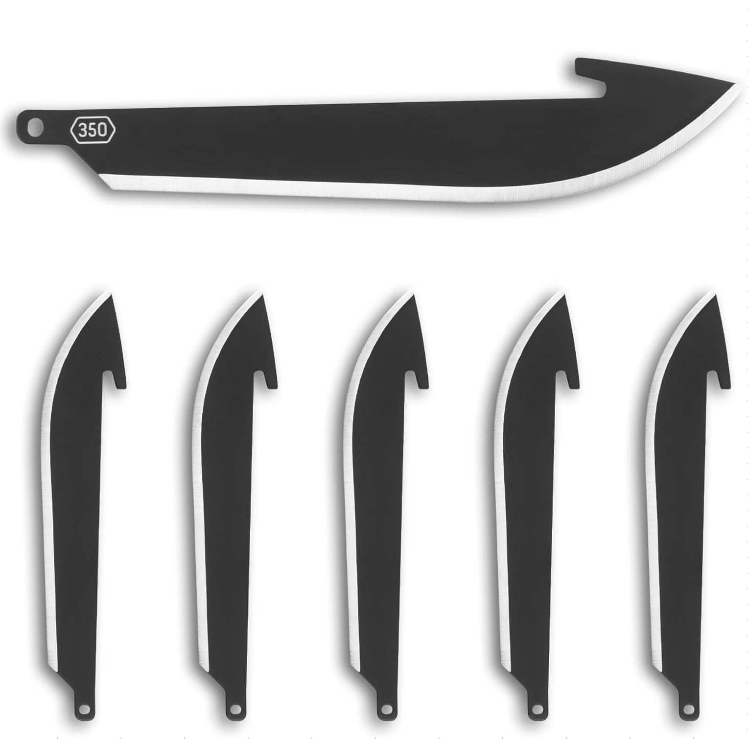 OUTDOOR EDGE RazorSafe 3.5" Black Drop-Point Replacebale Blades-Includes 6 Black EDC Blades for Hunting-Compatible with 3.5"