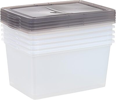 IRIS USA Plastic Storage Bin Tote with Latching Snap Lid, 58 Qt (14.5 Gal) - 5 Pack