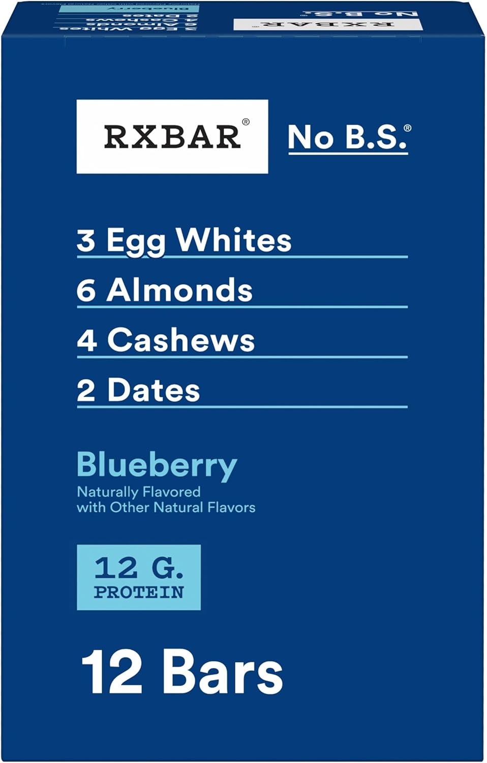 RXBAR Protein Bars, Protein Snack, Snack Bars, Blueberry, 22Oz Box (12 Bars) 12 Count