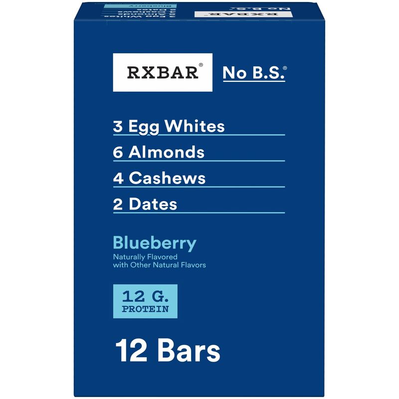 RXBAR Protein Bars, Protein Snack, Snack Bars, Blueberry, 22Oz Box (12 Bars) 12 Count
