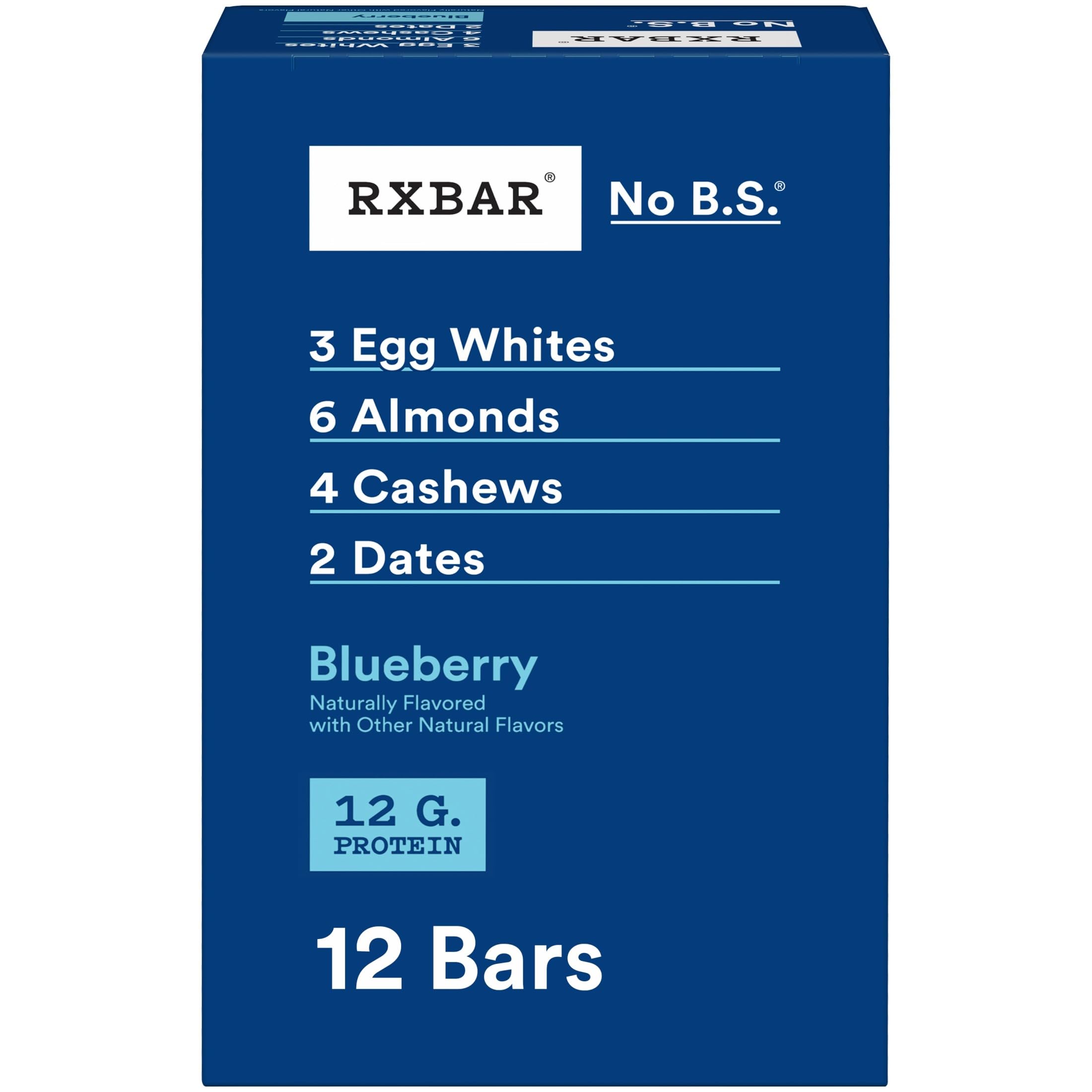 RXBAR Protein Bars, Protein Snack, Snack Bars, Blueberry, 22Oz Box (12 Bars) 12 Count