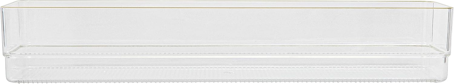 Martha Stewart Kerry Plastic Stackable Office Desk Drawer Organizers with Gold Trim