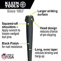 Klein Tools Broad-Head Bull Pin 1-1/4-Inch & 5459T Spud Wrench Holder Tunnel Connection Hardware Pin + Connection Klein Tools
