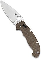 Spyderco Manix 2 XL Brown Canvas Micarta CPM Cru-Wear Folding Pocket Knife and Micarta Handle - PlainEdge - C95MPCW2