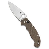 Spyderco Manix 2 XL Brown Canvas Micarta CPM Cru-Wear Folding Pocket Knife and Micarta Handle - PlainEdge - C95MPCW2