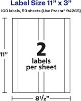 Avery Glossy White Rectangle Labels, 11" x 3", Permanent Adhesive, Laser/Inkjet Printable