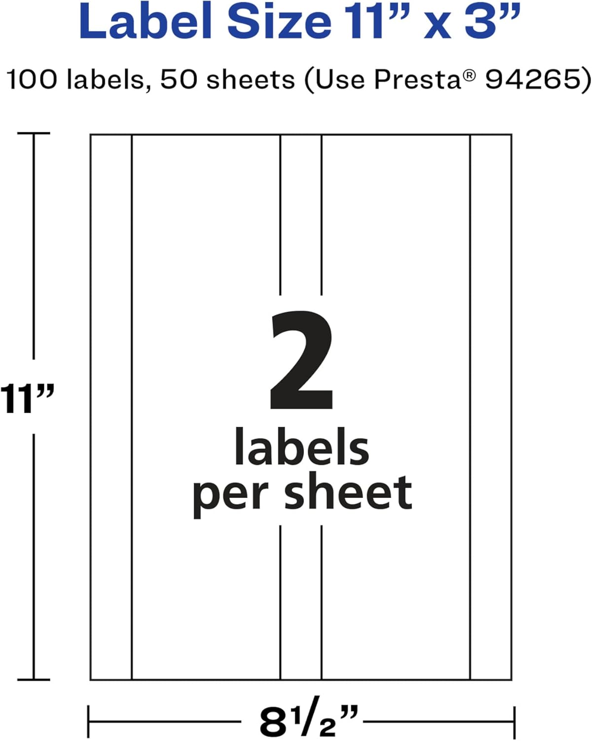 Avery Glossy White Rectangle Labels, 11" x 3", Permanent Adhesive, Laser/Inkjet Printable