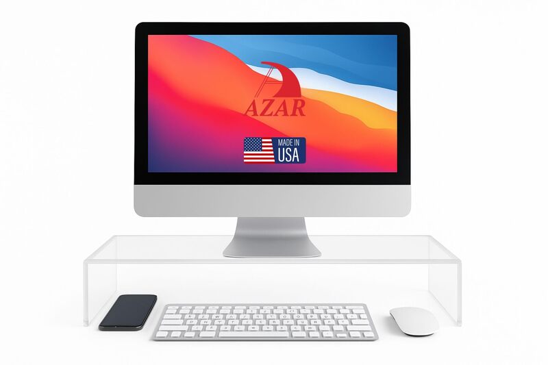 Azar 515360 Acrylic Monitor Stand Riser – Made in USA Laptop stand and Monitor Riser Acrylic Monitor Stand Riser Clear