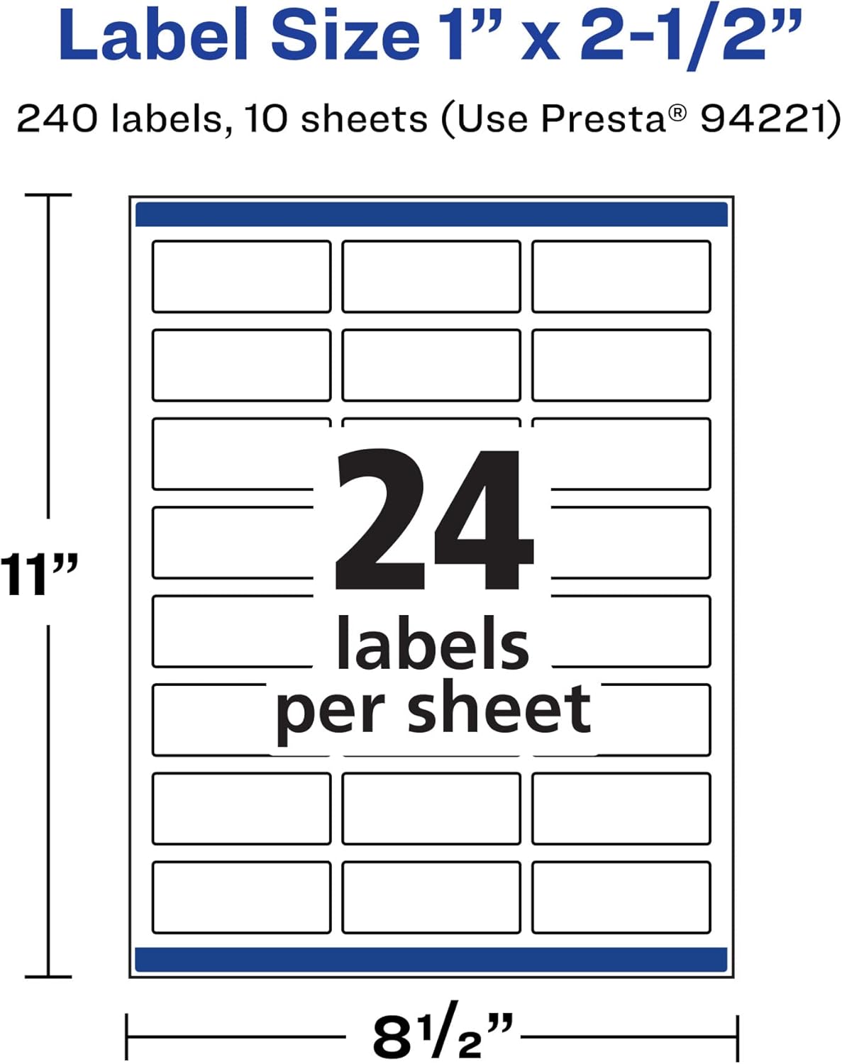 Avery Durable Waterproof Rectangle Labels, Sure Feed Technology, 1" x 2.5"