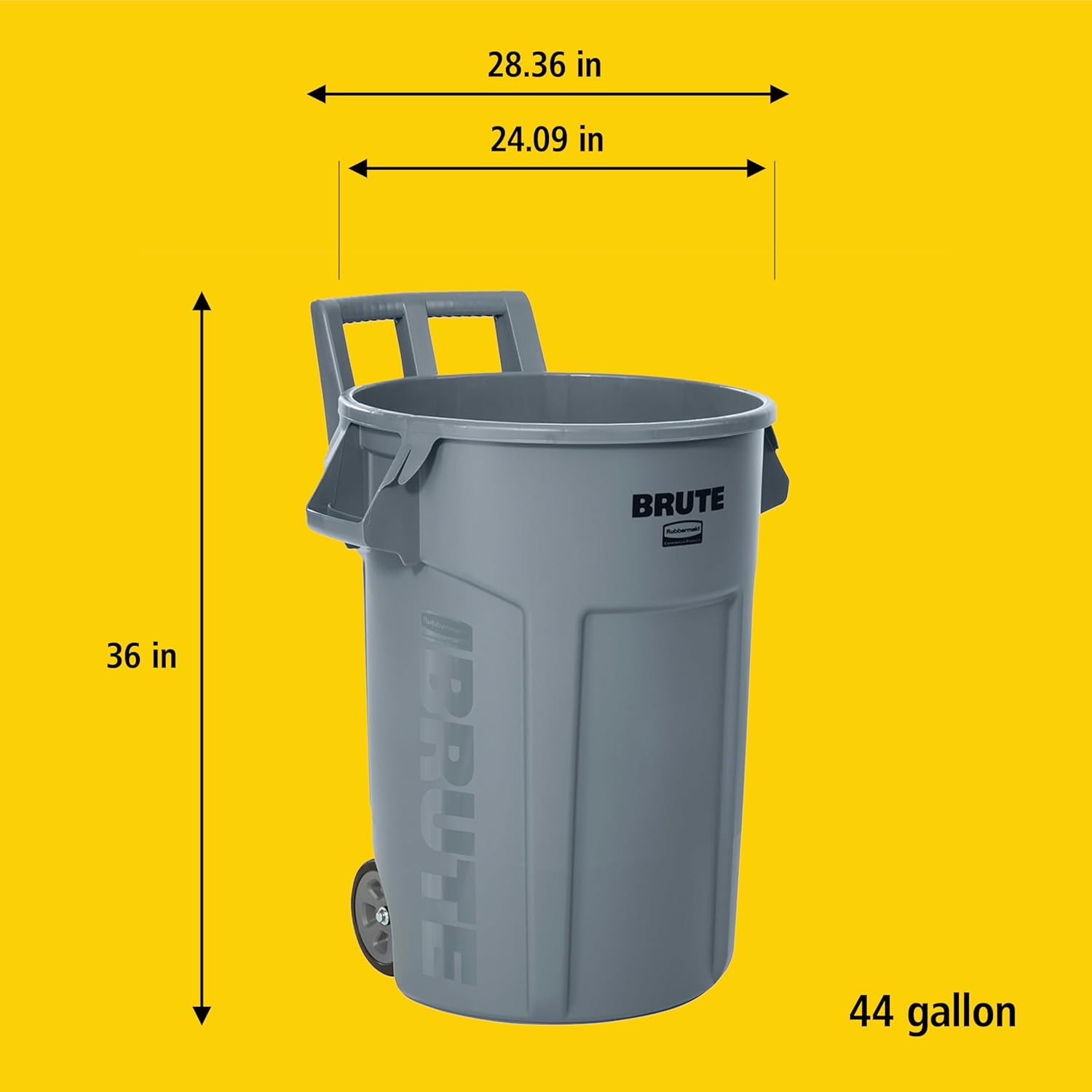 Rubbermaid Commercial Products Vented Wheeled BRUTE Trash Container, 44 Gal Gray