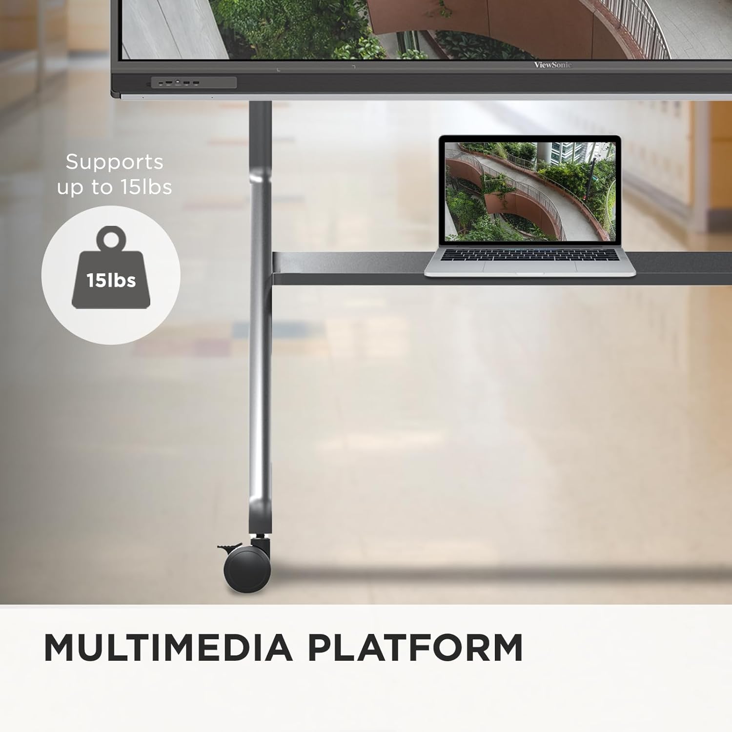 ViewSonic VB-STND-009 Slim Mobile TV Cart for 55 to 86 inch Screens up to 265 lbs