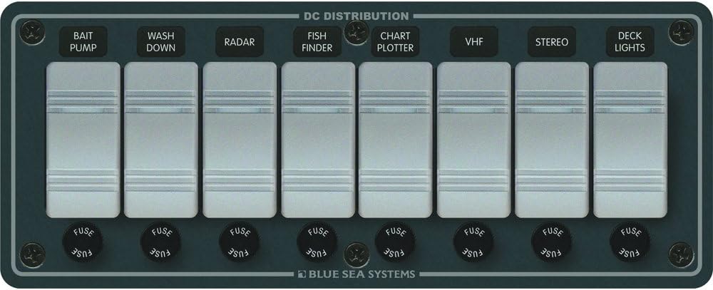 Blue Sea Systems 8261 Contura Water Resistant 12V DC Panel - 8 Position