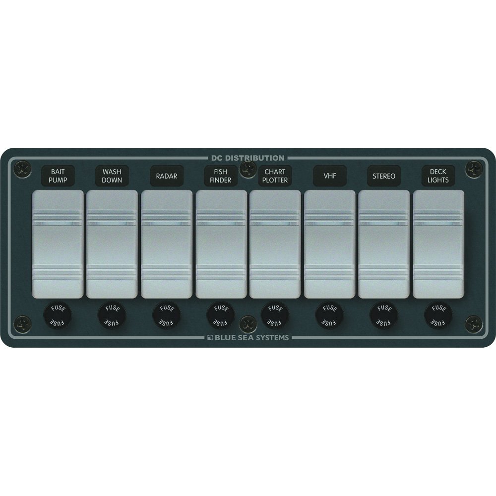 Blue Sea Systems 8261 Contura Water Resistant 12V DC Panel - 8 Position