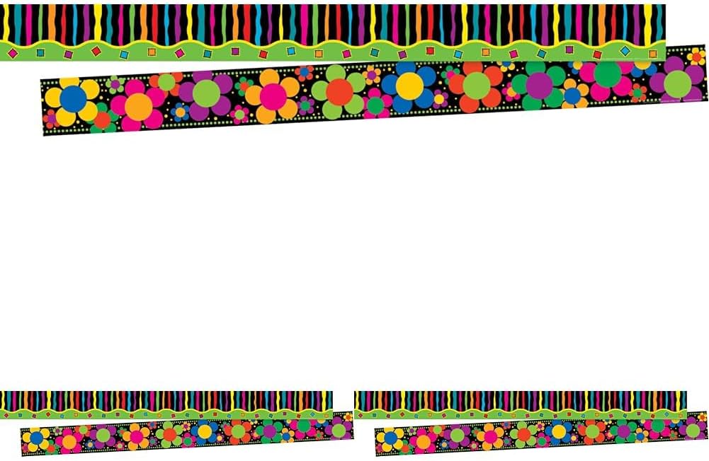 Barker Creek Straight-Edge Borders, 3in x 35in, Neon Stripe, Pack Of 12