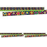 Barker Creek Straight-Edge Borders, 3in x 35in, Neon Stripe, Pack Of 12