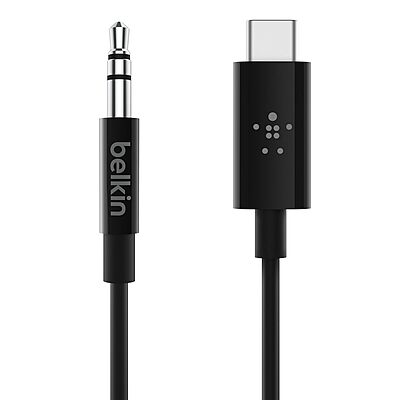 Belkin 3.5mm Audio Cable with USB-C Connector, 3 Ft, Black