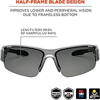 Ergodyne Skullerz Dagr Polarized Safety Sunglasses- Matte Gray Frame, Smoke Lens