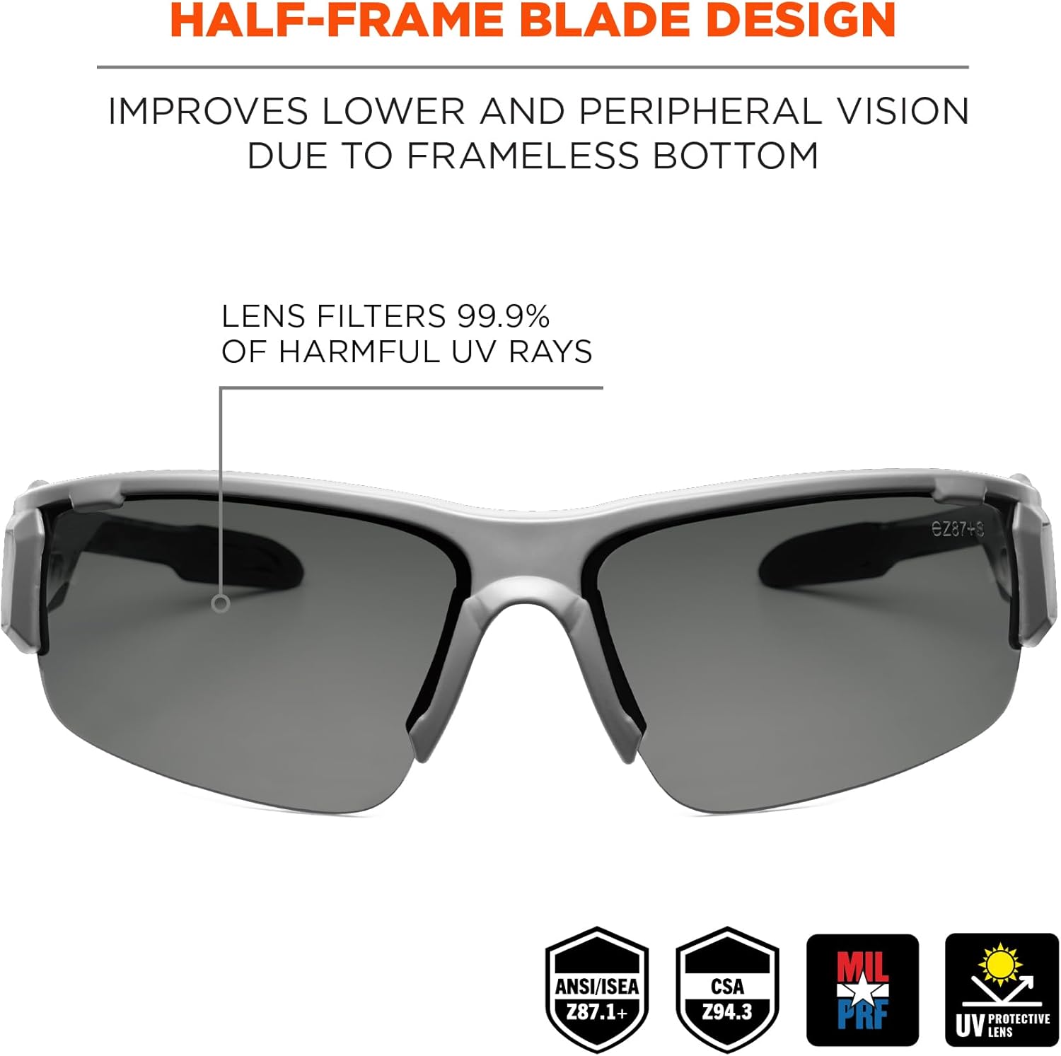 Ergodyne Skullerz Dagr Polarized Safety Sunglasses- Matte Gray Frame, Smoke Lens