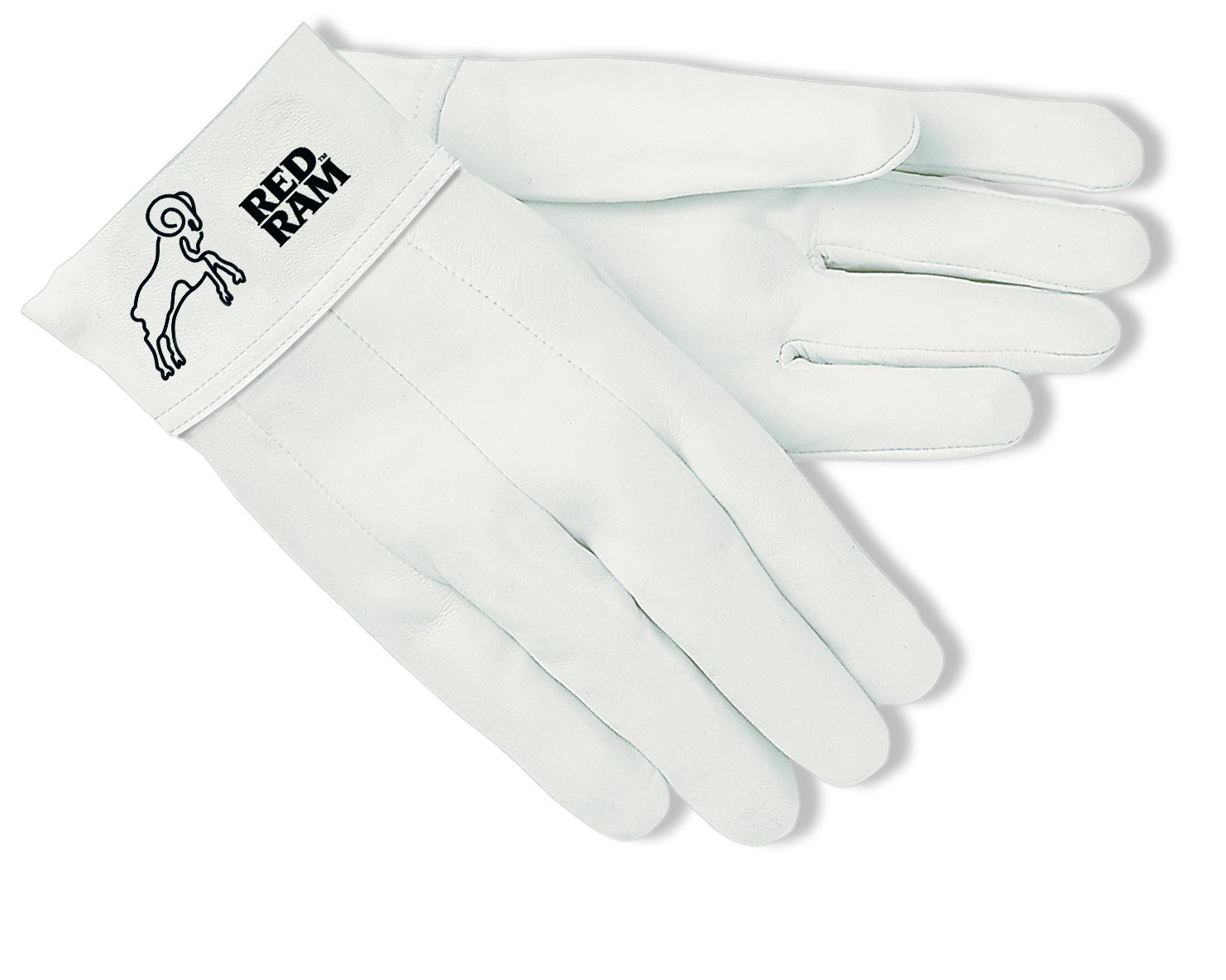 MCR Safety 4907 Red Ram Premium Grade Grain Goat Leather MIG/TIG Unlined Clute Pattern Welder Gloves, 2" Band Top Cuff