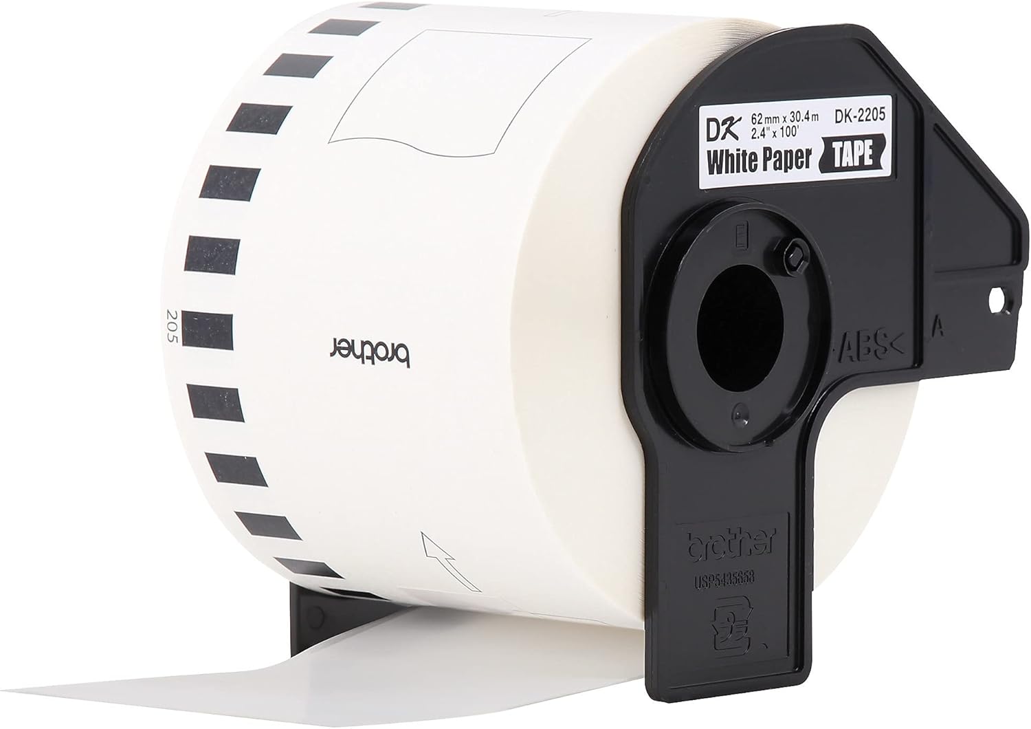 Brother DK2205 Continuous Paper Label Tape, 2-2/5-Inch x 100 ft Roll, White