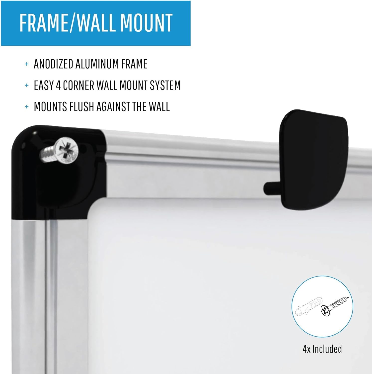 MasterVision Maya Series Magnetic Dry Erase Board, Lacquered Steel Whiteboard, Snap-On Marker Tray, Wall Mounting Kit