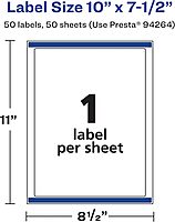 AVERY Matte White Rectangle Labels, Sure Feed Technology, 10" x 7.5"