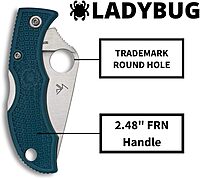 Spyderco Ladybug 3 Lightweight Knife with 1.97" K390 Premium Stainless Steel Blade and Durable Blue FRN Handle - PlainEdge - LFP3K390