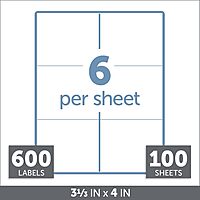 Office Depot White Inkjet/Laser Shipping Labels, 3 1/3in. x 4in., Box of 600, 505-O004-0010
