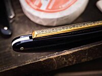 Boker Manufaktur Solingen 14Er Straight Razor - 8/8" 24K Adorned Carbon Steel Blade, Acrylic Handle