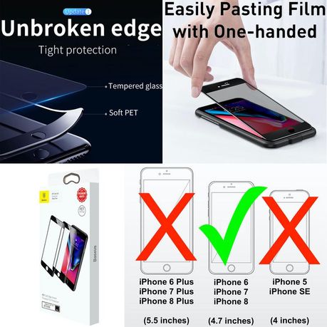 Baseus 0.23mm Curved Glass Screen Protector for iPhone 6P, 7P & 8P (2PCS) B