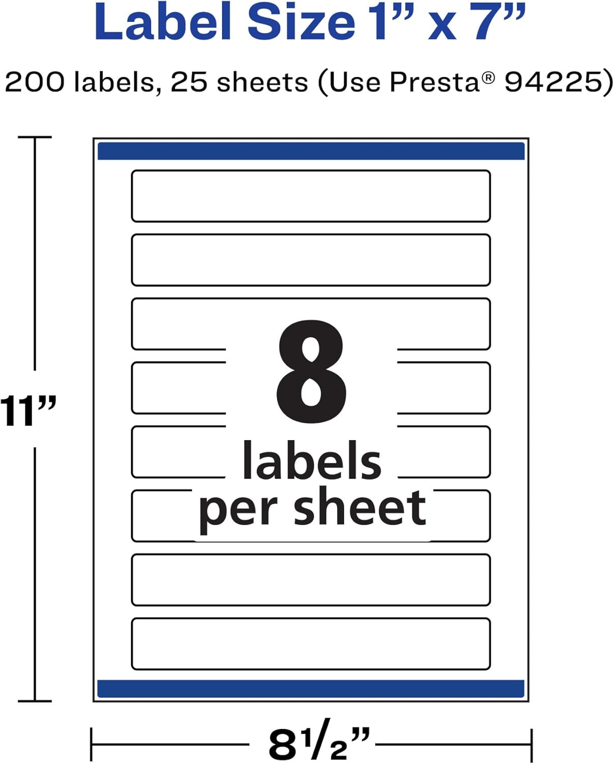 AVERY Matte White Rectangle Labels, Sure Feed Technology, 1" x 7"