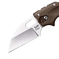 Cold Steel Tuff Lite 2.5" AUS8A Sheepsfoot Razor-Sharp Plain Blade 3.5" Griv-Ex FDE Handle Pocket Folding Knife, Blister Pack