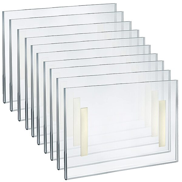 AZAR DISPLAYS Clear Acrylic Self Adhesive Wall Sign Holder Frames - Pack of 10