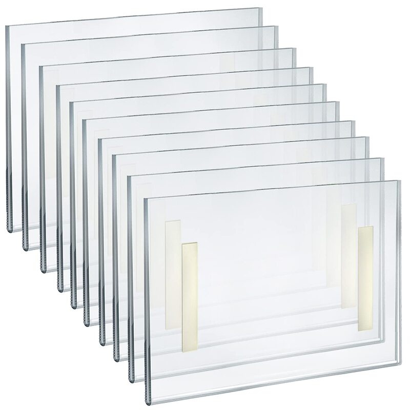 AZAR DISPLAYS Clear Acrylic Self Adhesive Wall Sign Holder Frames - Pack of 10