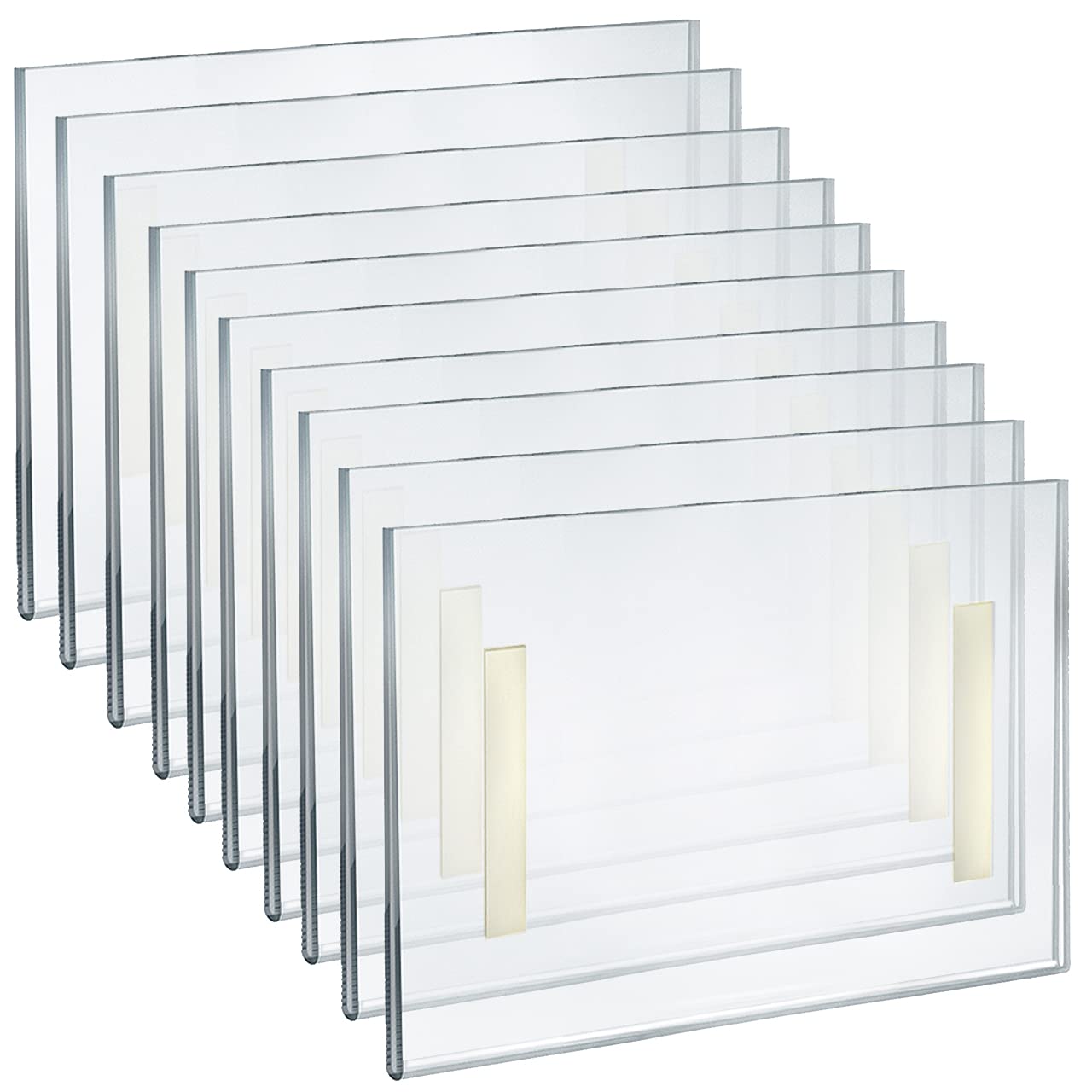AZAR DISPLAYS Clear Acrylic Self Adhesive Wall Sign Holder Frames - Pack of 10