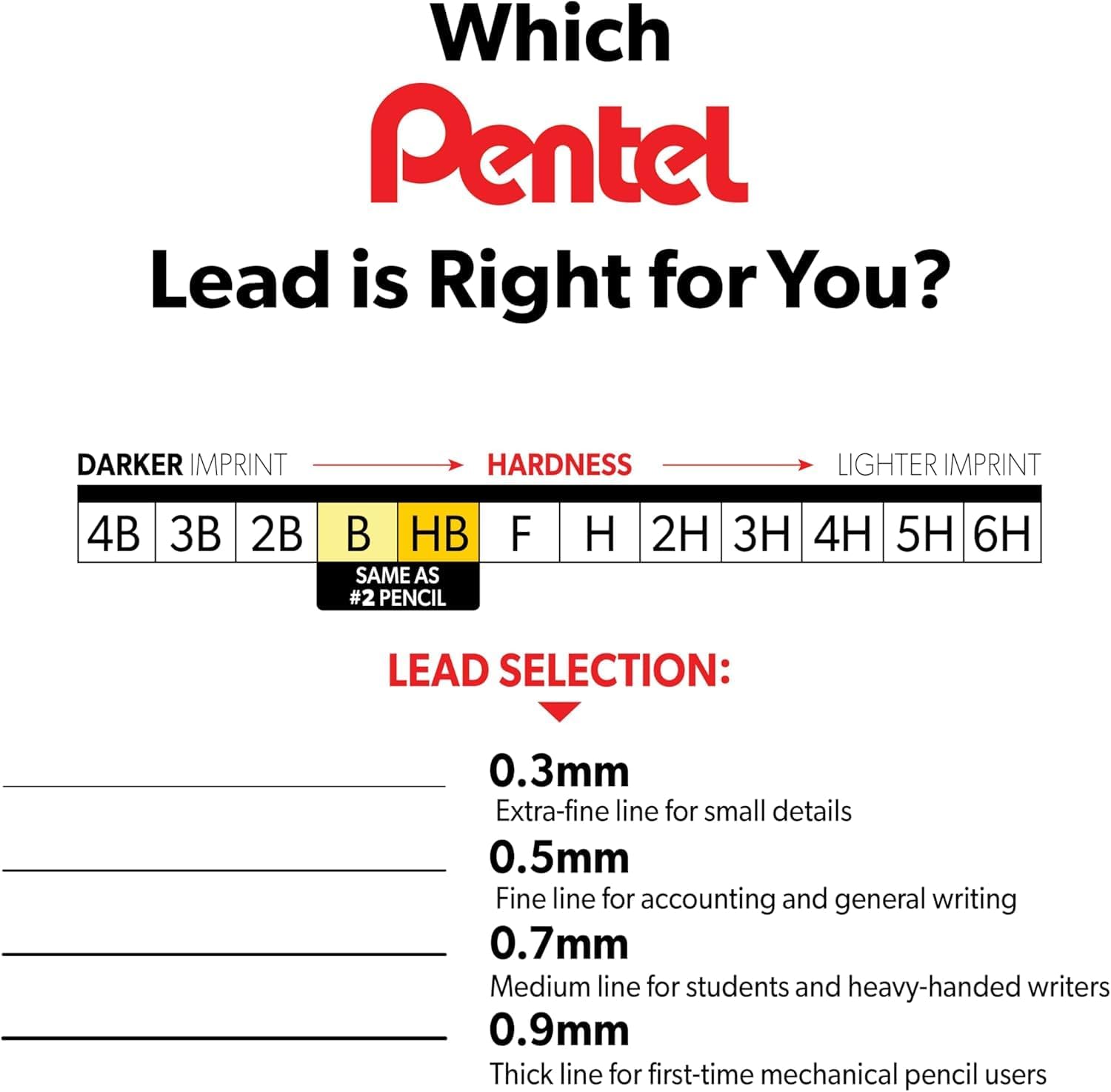 Pentel Super Hi-Polymer HB Lead Refills