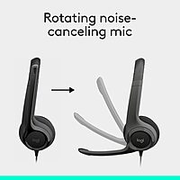 Logitech H390 Gaming Headphones, Wired Headphones with Mic, USB Headset with Microphone for PC, Noise Cancelling Microphone for Video Meetings, Music, Gaming - Black Black 1 Pack