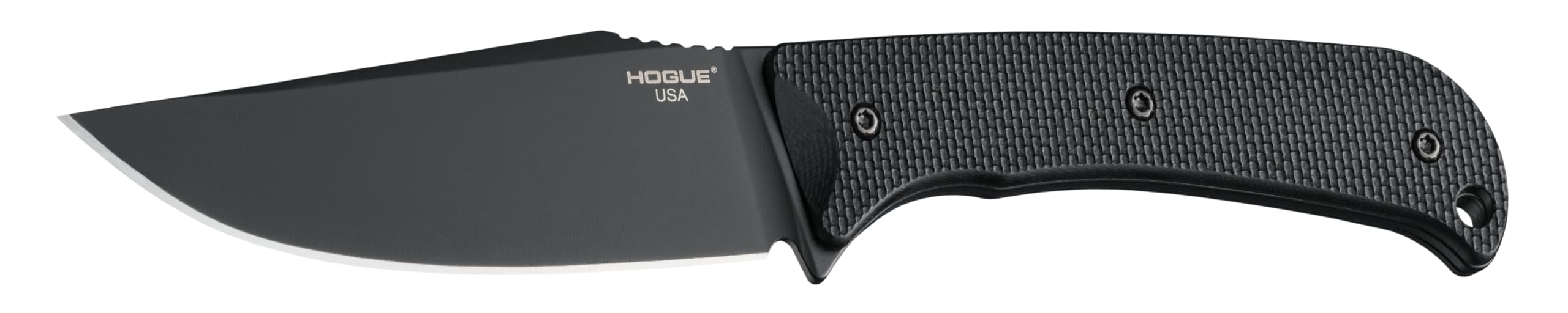 Hogue Extrak XL Fixed Blade Knife 3.9" CPM-M4 Black Cerakote Clip Point, Black G10 Handles, Nylon Blade Guard - 35854