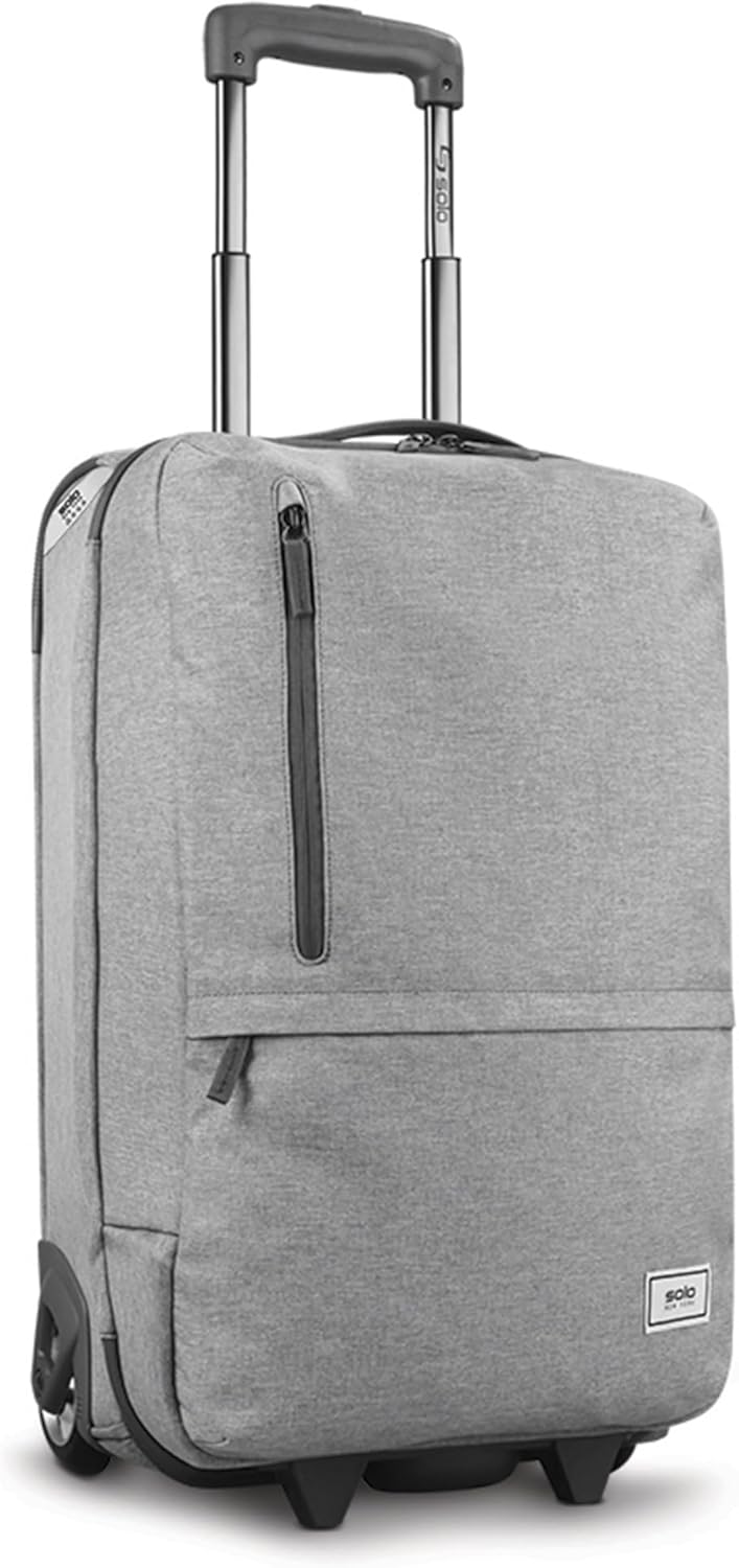 Solo New York 22 Inch Carry On Luggage - Softside Suitcases for Travel, Wheeled Rolling Bag, 2 Wheel Upright