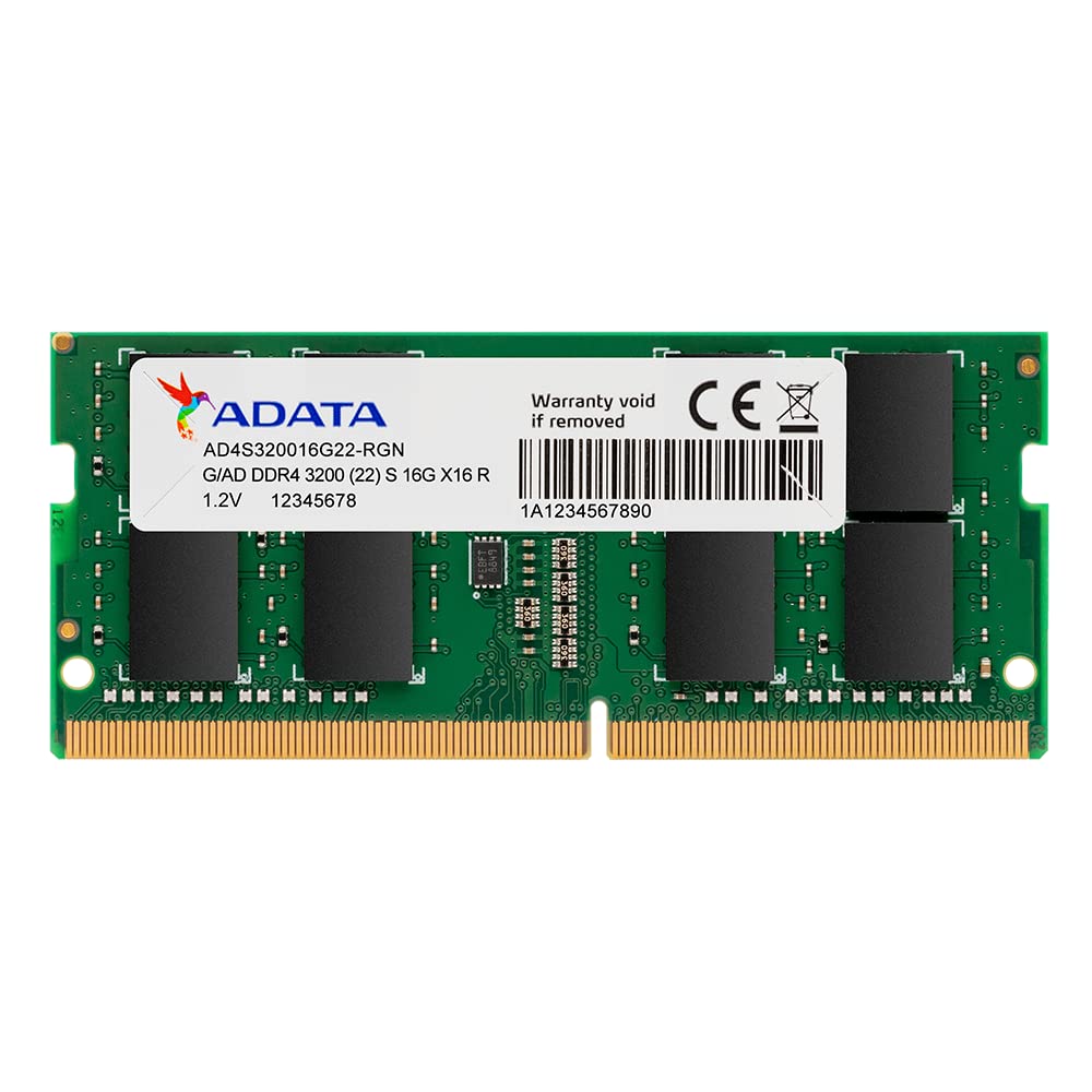 ADATA Premier 16GB (1x16GB) DDR4 3200MHz CL22 PC4-25600 260-Pin SODIMM Memory RAM Single Pack(AD4S320016G22-SGN)