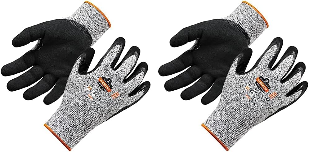 Ergodyne Nitrile Coated Work Gloves, Cut Resistant Level A3, Grip For Wet or Dry Enviroments, ProFlex 7031,Gray