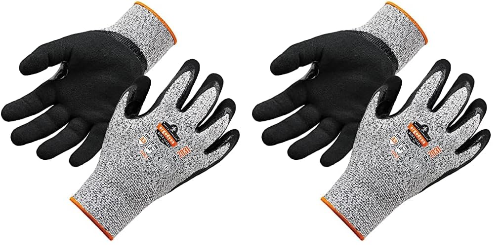 Ergodyne Nitrile Coated Work Gloves, Cut Resistant Level A3, Grip For Wet or Dry Enviroments, ProFlex 7031,Gray